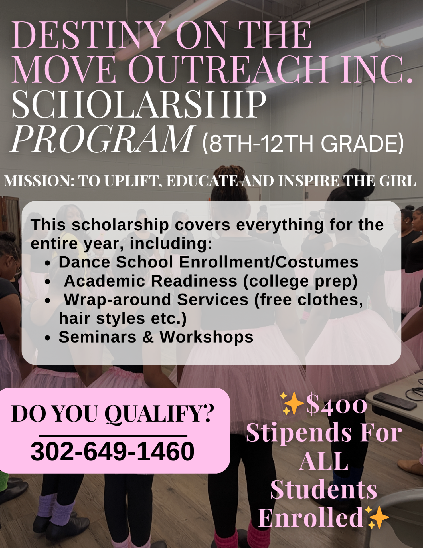 Destiny on the Move Outreach scholarship program flyer